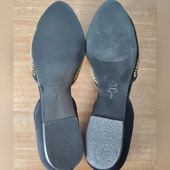 Steve Madden Vamp-G Women's 8 d'Orsay Flats Shoes Black Suede Gold Rhinestones - Picture 11 of 11